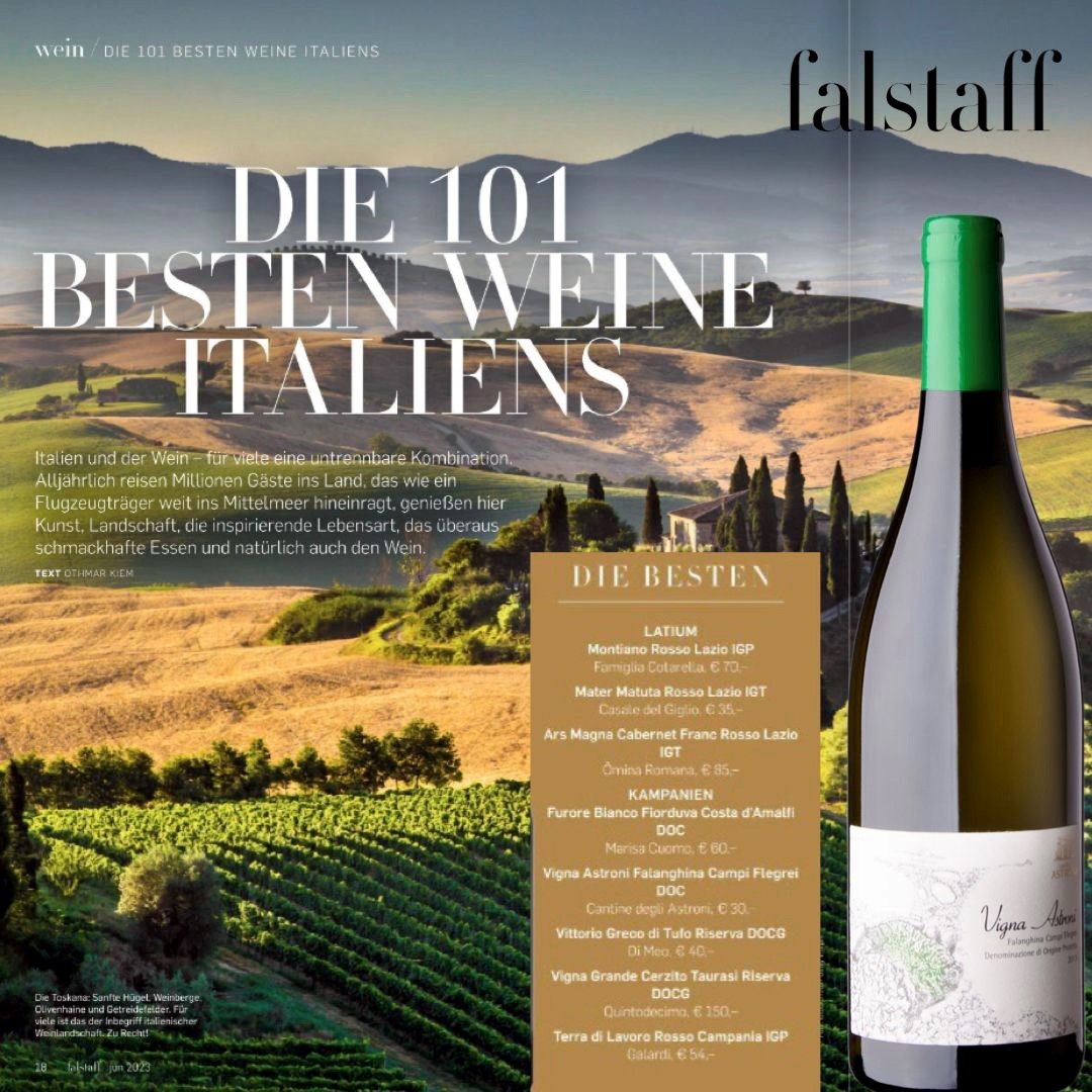 Vigna Astroni tra i migliori 101 vini migliori italiani secondo la rivista Falstaff